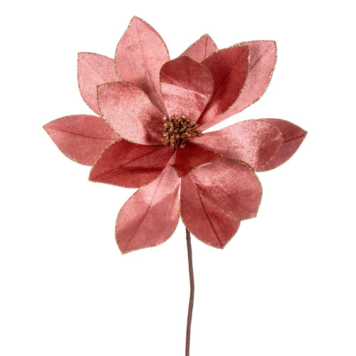VIC-RG223358 - 22" Rose Gold Velvet Sheen Poinsettia 4B - Vickerman