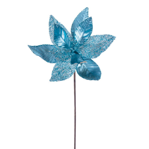 VIC-RG230112 - 21.5" Turquoise Poinsettia 11" Flower, 6-Pack - Vickerman