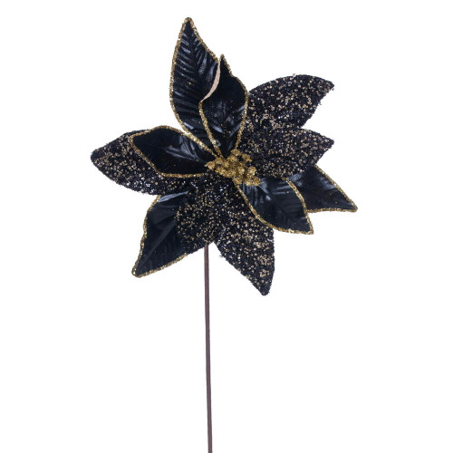 VIC-RG230117 - 21.5" Black Poinsettia 11" Flower, 6-Pack - Vickerman