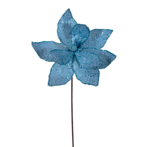 VIC-RG231112 - 21.5" Turq Sequin Poinsettia 11" Fl, 6-Pack - Vickerman