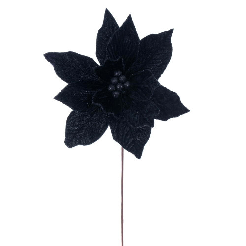 VIC-RG232317 - 21.5" Black Poinsettia 12" Flower, 6-Pack - Vickerman