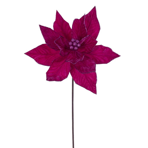 VIC-RG232359 - 21.5" Hot Pink Poinsettia 12" Flower, 6-Pack - Vickerman