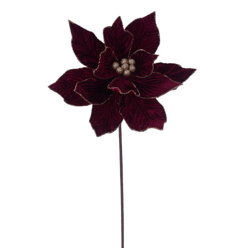 VIC-RG232365 - 21.5" Burgundy Poinsettia 12" Flower, 6-Pack - Vickerman
