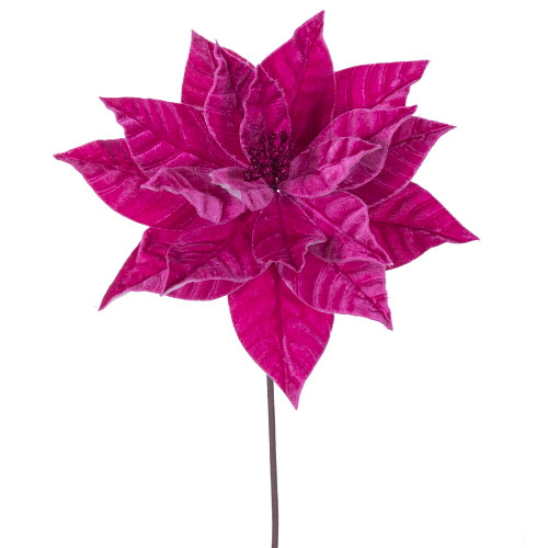 VIC-RG232759 - 21.5" Hot Pink Poinsettia 12" Flower, 6-Pack - Vickerman