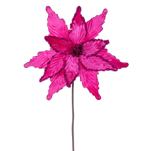 VIC-RG234959 - 21.5" Hot Pink Poinsettia 12" Flower, 6-Pack - Vickerman