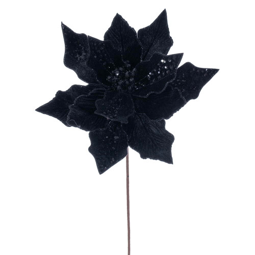 VIC-RG240717 - 20" Black Velvet Striped 10" Flower, 3-Pack - Vickerman