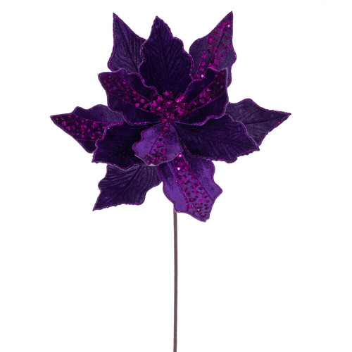 VIC-RG240726 - 20" Plum Velvet Striped 10" Flower, 3-Pack - Vickerman