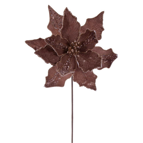 VIC-RG240776 - 20" Mocha Velvet Striped 10" Flower, 3-Pack - Vickerman