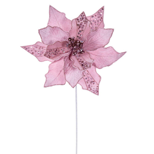 VIC-RG240779 - 20" Pink Velvet Striped 10" Flower, 3-Pack - Vickerman
