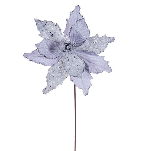 VIC-RG240907 - 20" Silver Velvet Sugar 11.5" Flower, 3-Pack - Vickerman