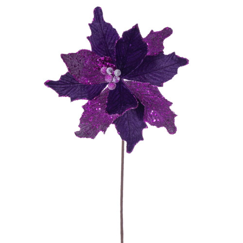 VIC-RG240926 - 20" Plum Velvet Sugar 11.5" Flower, 3-Pack - Vickerman