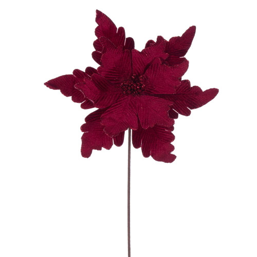 VIC-RG241565 - 20" Burgundy Deluxe Velvet 13" Flower, 3-Pack - Vickerman