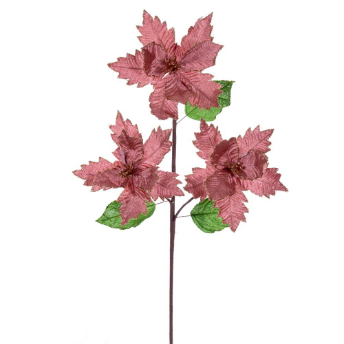 VIC-RG241758 - 26" Rose Gold Velvet Trio 6" Flower, 3-Pack - Vickerman