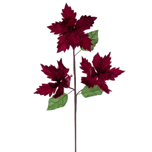 VIC-RG241765 - 26" Burgundy Velvet Trio 6" Flower, 3-Pack - Vickerman