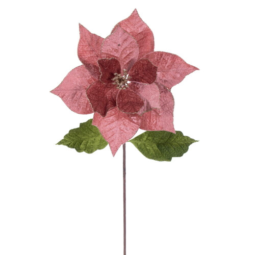 VIC-RG242158 - 20" Rose Gold Classic Velv 12" Flower, 4-Pack - Vickerman