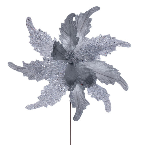 VIC-RG242507 - 20" Silver Grand Velvet 18" Flower, 2-Pack - Vickerman