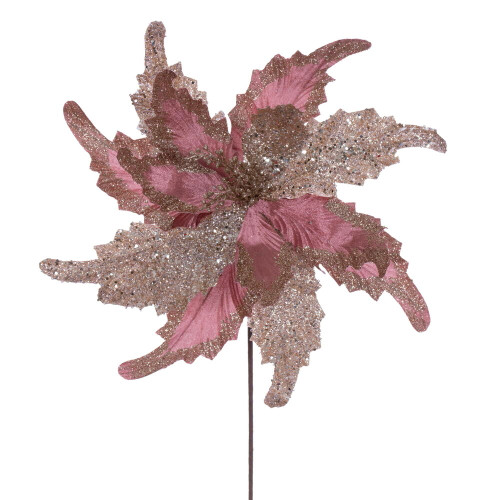 VIC-RG242558 - 20" Rose Gold Grand Velvet 18" Flower, 2-Pack - Vickerman