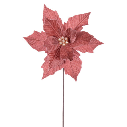 VIC-RG242958 - 20" Rose Gold Velvet Razor 12" Flower, 4-Pack - Vickerman