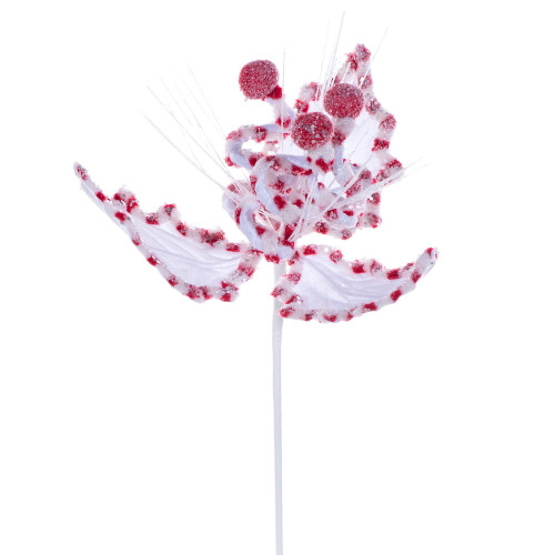 VIC-RG250311 - 20" White/Red Holly Leaf Curly Spray, 3-Pack - Vickerman