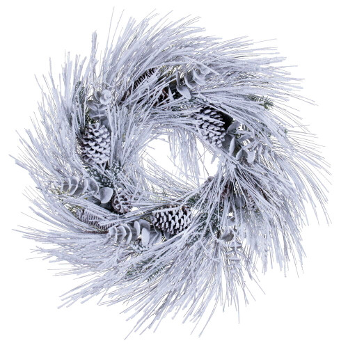 VIC-RK235830 - 30" Flocked Green Long-needle Wreath - Vickerman