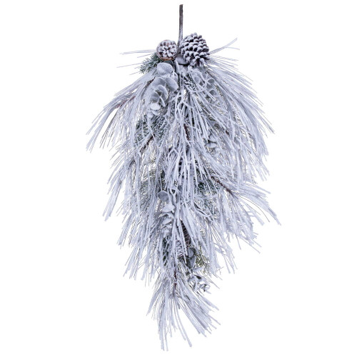 VIC-RK235837 - 36" Flocked Green Long-needle Teardrop - Vickerman