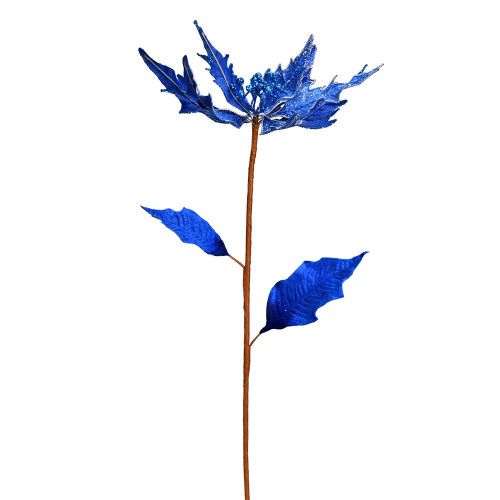 VIC-RX193502 - 32" Blue Glitter Poinsettia Spray, 2-Pack - Vickerman