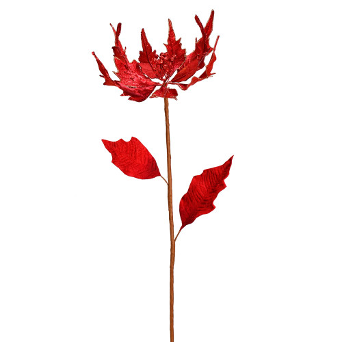 VIC-RX193503 - 32" Red Glitter Poinsettia Spray, 2-Pack - Vickerman