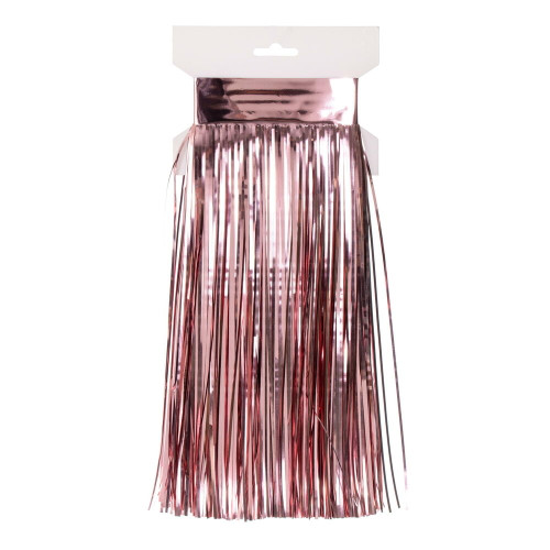 VIC-RX241058 - 10' x 12" Rose Gold Tinsel Icicle Curt 4Pk - Vickerman