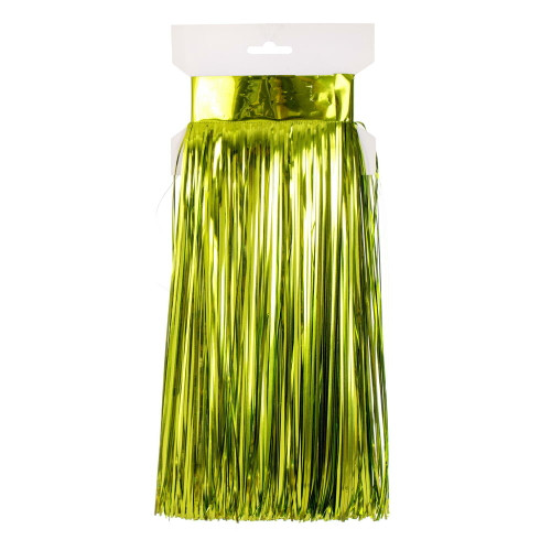 VIC-RX241073 - 10' x 12" Lime Tinsel Icicle Curtain 4Pk - Vickerman