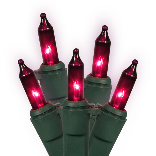 VIC-W5G0456 - 50 Lights Purple/Green Wire EC Lock 5.5"Sp 23'L Bulk - Vickerman