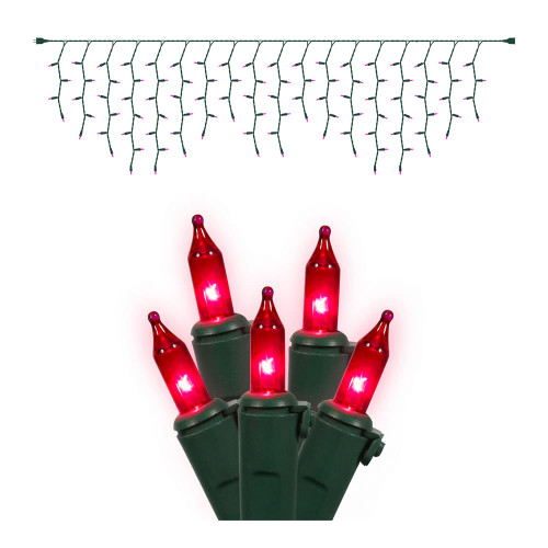 VIC-W6G4308 - 100 Lights Pink/Green Wire Icicle EC Set 9'L Bag - Vickerman