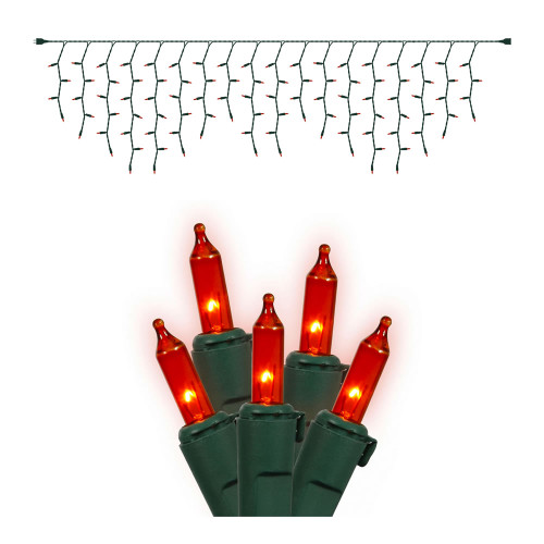 VIC-W6G4310 - 100 Lights Amber/Green Wire Icicle EC Set 9'L Bag - Vickerman