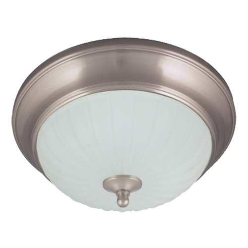 LED Ceiling Fixture, 24 Watt, 1850 Lumen, 3000 Kelvin, Frosted Swirl Glass, Satin Nickel, 15.2" x 6.7", Energy Star, 5 Year Warranty, 1018D-62-3000K | Sunpark Electronics