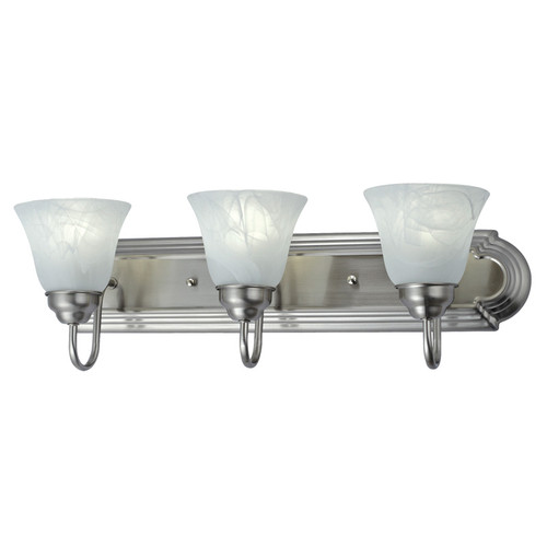 LED Vanity, 3 x 9W GU24, 2400 Lumens, 2700K or 4000K, Satin Nickel, Alabaster Glass, 24.0" x 7.75" x 7.75", Energy Star, 5 Year Warranty, 4478D-309-62 | Sunpark Electronics for 62.4 at Lightingandsupplies.com