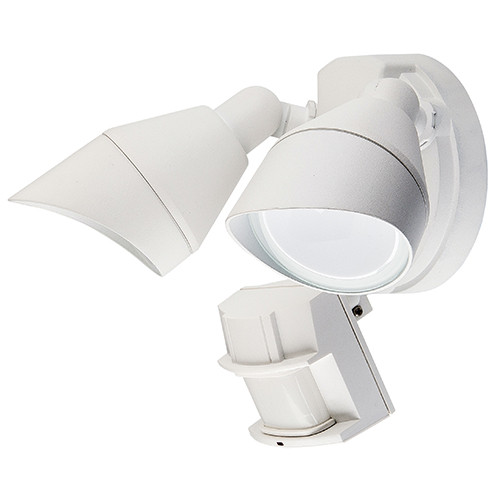 LED Security Light, 25 Watt, 2041 Lumens, 5000 Kelvin, 2 Head, Photocell, Motion Sensor, White, 5 Year Warranty, LEDOSEC-2-PCMS-WHT-5K | Best Lighting Products for 73.29 at Lightingandsupplies.com