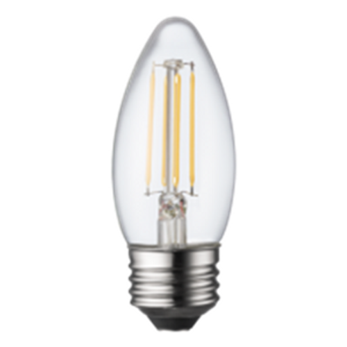 4w LED B10 Filament, 2700K, 40w equal, 320 Lumens, 80 lm/w, 80 CRI, E26 Base, Dimmable, 24 month warranty, FB11D4027EC | Quality Light Source for 5.5 at Lightingandsupplies.com