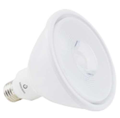 19w LED PAR38, 250w Equal, 3000K, 1775 Lumens, 93 Lm/w, 120-277V, E26 Base, White Finish, 80 CRI, 40å¡ Beam Angle, 40 ,000 Hour Life, Energy Star, 19PAR38HO/830FL40/277V | Green Creative for 53.16 at Lightingandsupplies.com