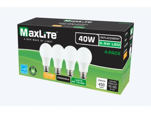 5.5W LED A19, Equal 40W Inc., 450 lumens, 2700 Kelvin, E26 Base, 300?