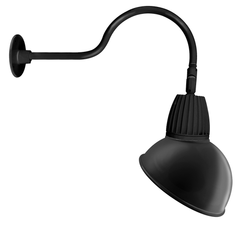 Gooseneck Style1 13W Warm LED Angled Dome Shade Black