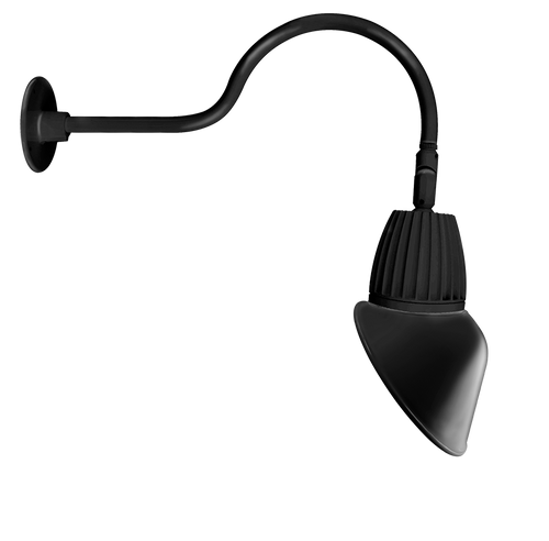 Gooseneck Style1 26W Warm LED 11 Ac Shade Rect Refl Black