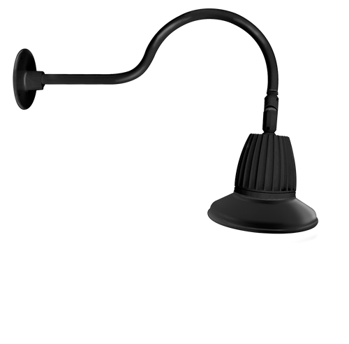 Gooseneck Style1 26W Warm LED 11 St Shade Rect Refl Black