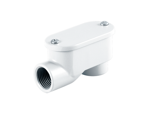 RAB Lighting SLB-50W Inline Conduit Box Connector 90 Deg 1/2 Nps Small Wh, SLB-50W or RAB