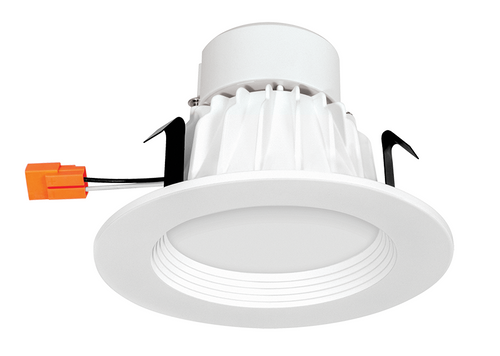 RAB Lighting DLED4R11YY Retrofit Downlight 4 Round 11W LED 2700K White, 2700K Residential Warm, 50000 Hour Life, DLED4R11YY or RAB