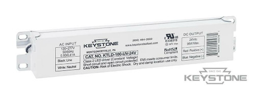 Keystone Tech KTLD-100-UV-24V LED Driver, Speed Dial, 100W Max, 24V Output, 120-277, KTLD-100-UV-24V or Keystone