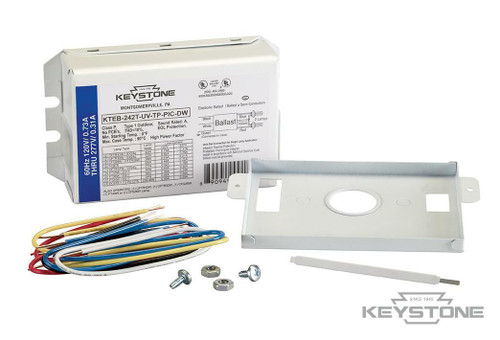 Keystone Tech KTEB-242-UV-RS-DW-KIT Flourescent Ballast, CFL Electronic, 1 or 2 Lite 42W 4-Pin CFL, Kit Includes Leads/Stud Plate, 120-277v, KTEB-242-UV-RS-DW-KIT or Keystone