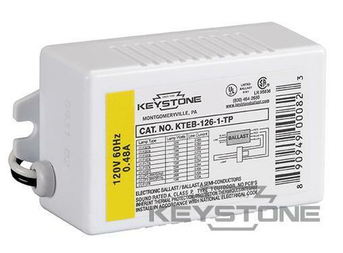 Keystone Tech KTEB-126-1-TP Flourescent Ballast, Residential Use Only, 26W CFL, Plastic Case, 120v, KTEB-126-1-TP or Keystone