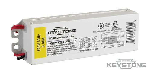 Keystone Tech KTEB-2C72-1-TP Flourescent Ballast, Residential Use Only, 2x F32T8, Rapid Start, 120v, KTEB-2C72-1-TP or Keystone