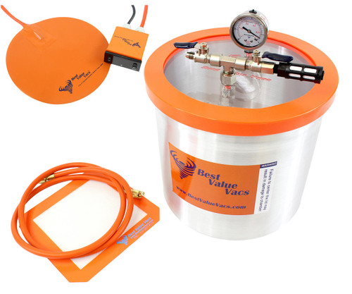 Hydrofarm BVVDCHP3 Best Value Vacs 3 Gallon Aluminum Vacuum Chamber with 9 Digital Heat Pad BVVDCHP3 or Best Value Vacs