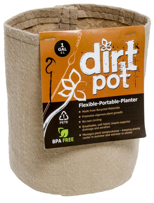 Hydrofarm HGDBT1 Dirt Pot Flexible Portable Planter, Tan, 1 gal, no handles HGDBT1 or Dirt Pot