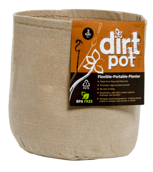Hydrofarm HGDBT2 Dirt Pot Flexible Portable Planter, Tan, 2 gal, no handles HGDBT2 or Dirt Pot